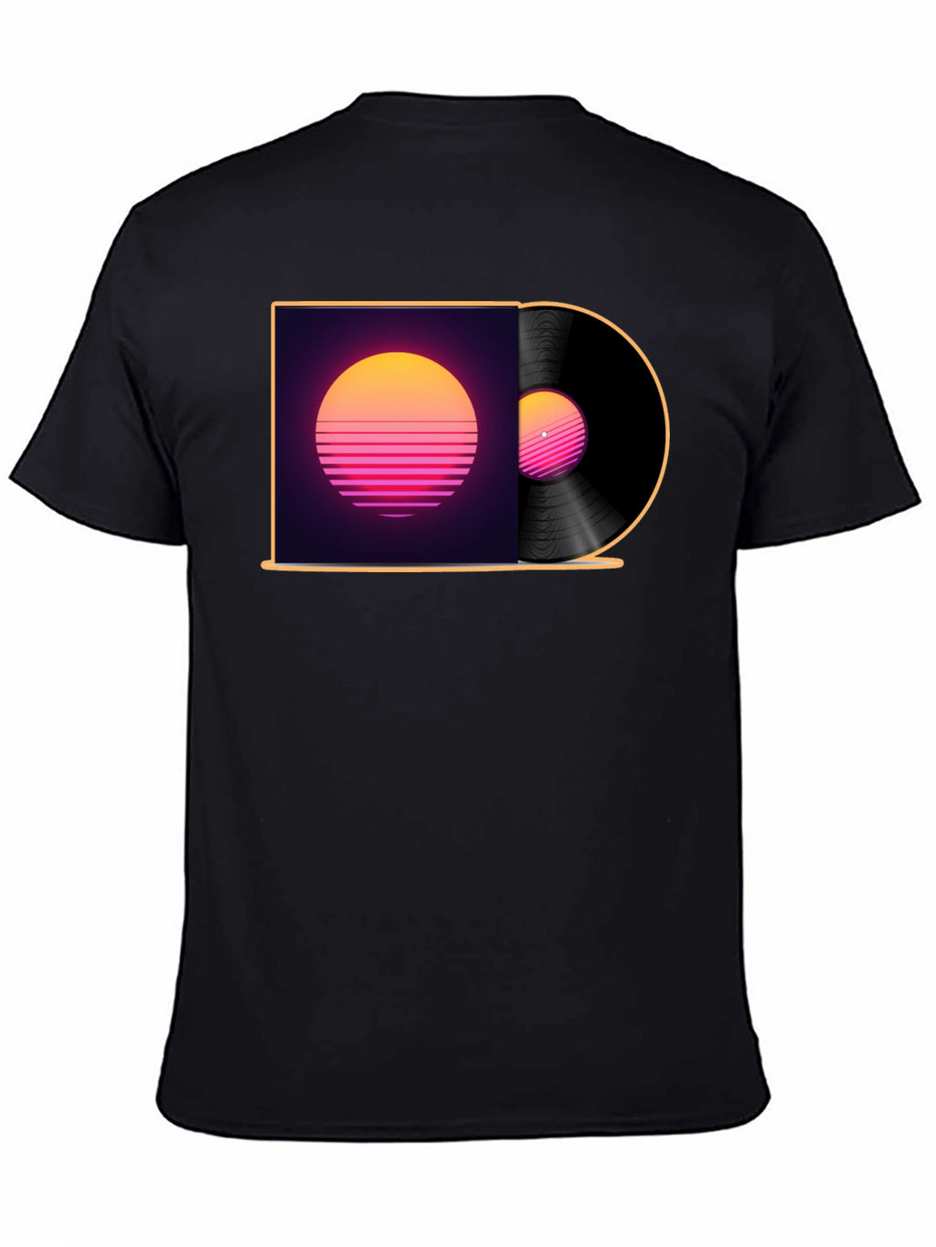 Retro Sunset Vinyl Record Graphic T-Shirt