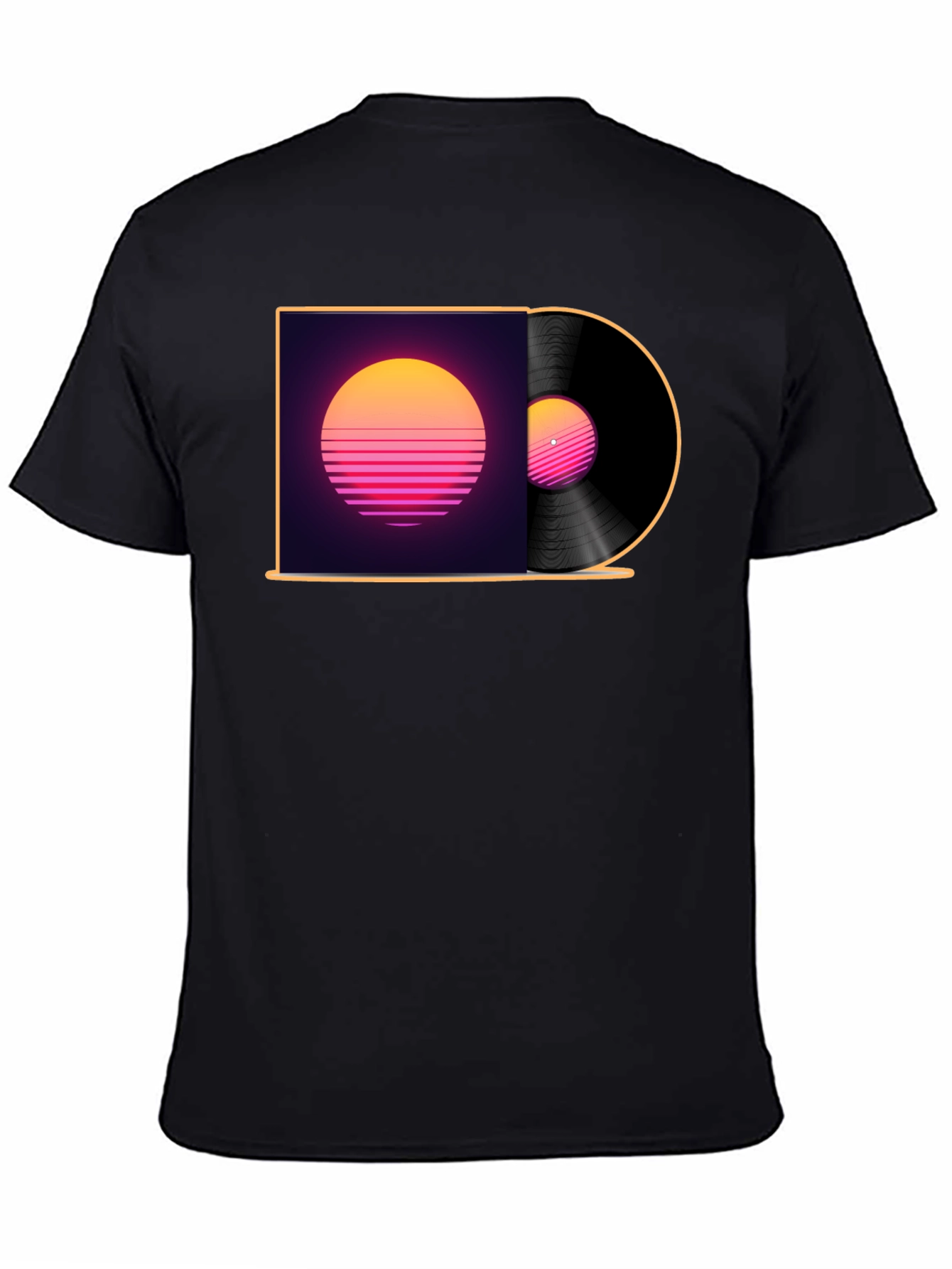 Retro Sunset Vinyl Record Graphic T-Shirt