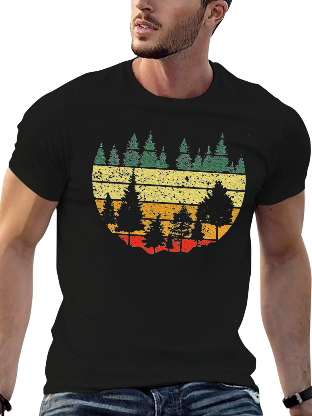 Retro Forest Graphic Tee - Black