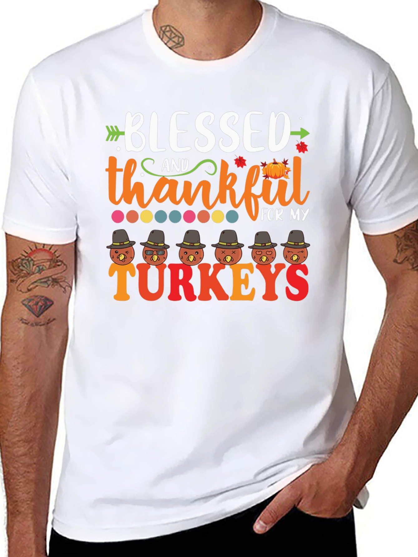Blessed & Thankful Turkeys Thanksgiving T-Shirt