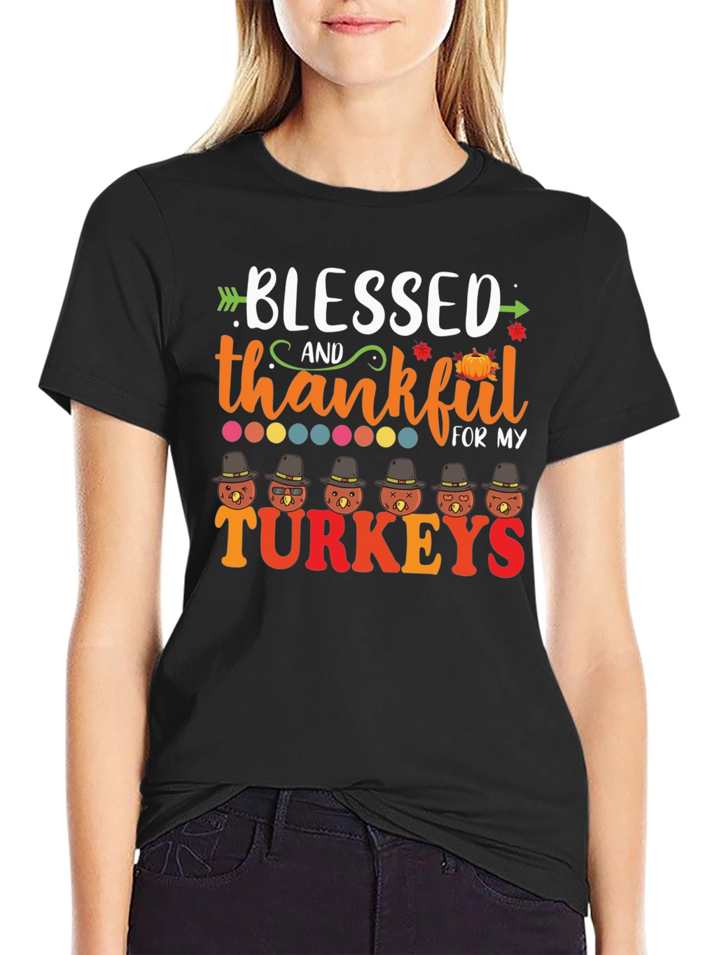 Blessed & Thankful Turkeys Thanksgiving T-Shirt