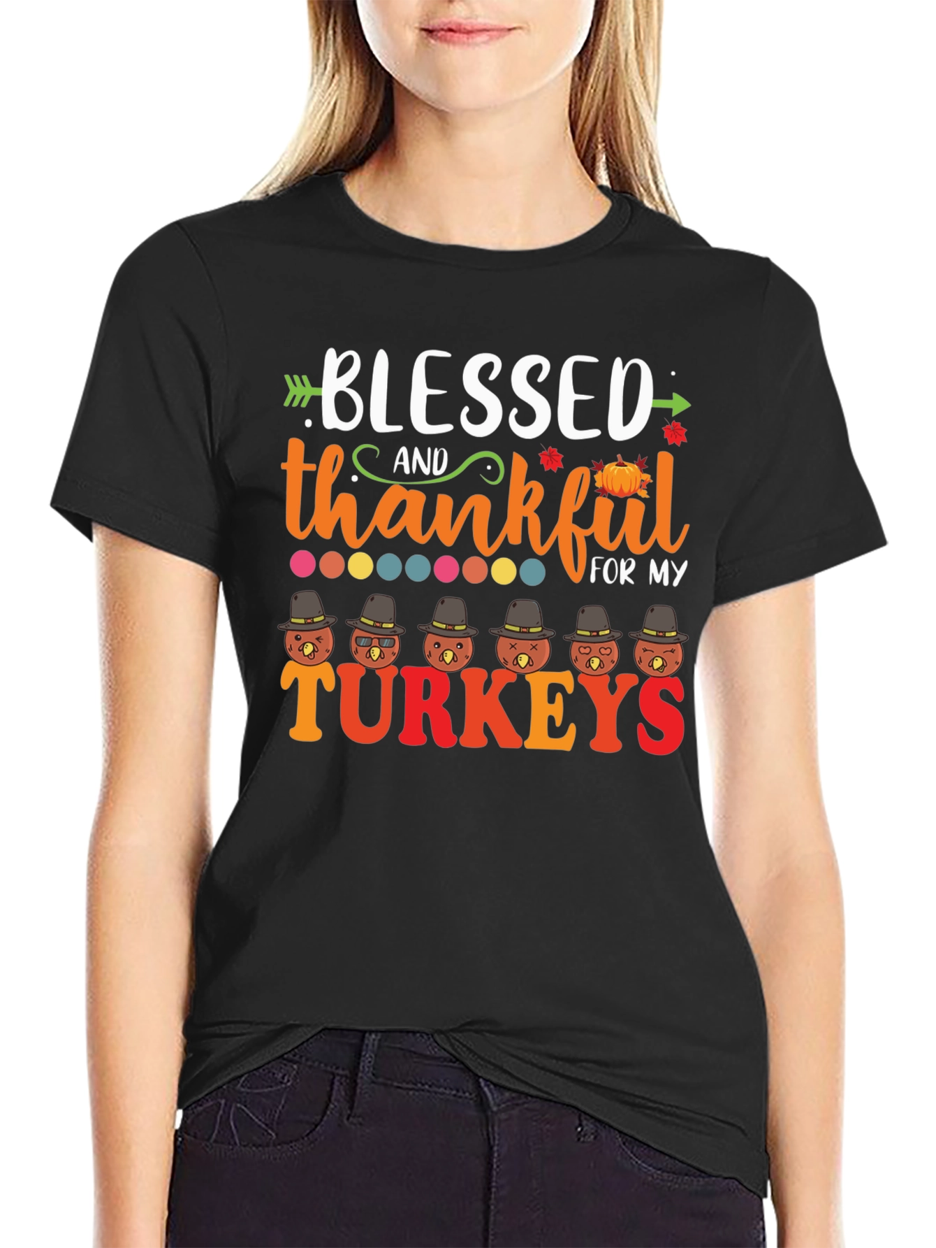 Blessed & Thankful Turkeys Thanksgiving T-Shirt
