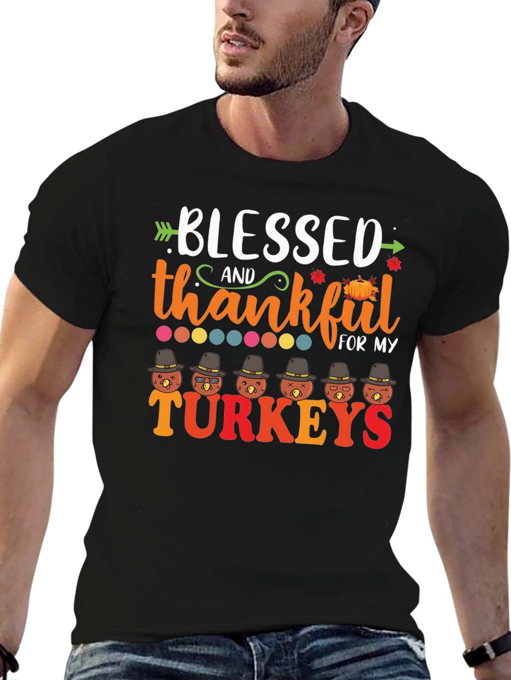 Blessed & Thankful Turkeys Thanksgiving T-Shirt