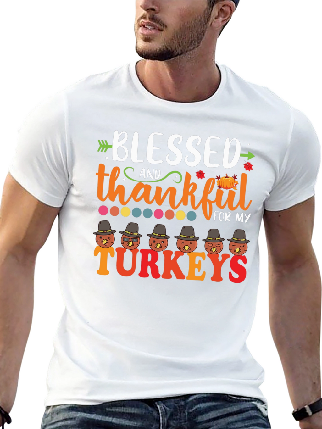 Blessed & Thankful Turkeys Thanksgiving T-Shirt