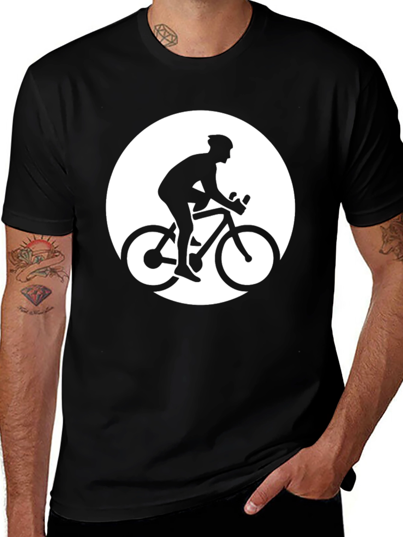 Cyclist Graphic Tee - Black Cotton T-Shirt