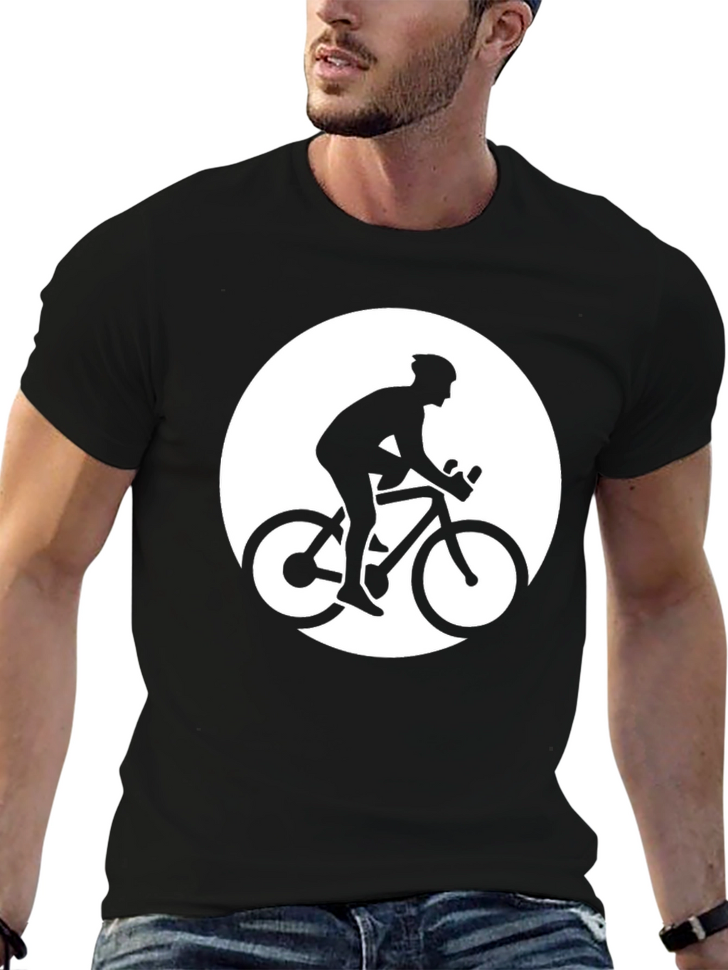 Cyclist Graphic Tee - Black Cotton T-Shirt
