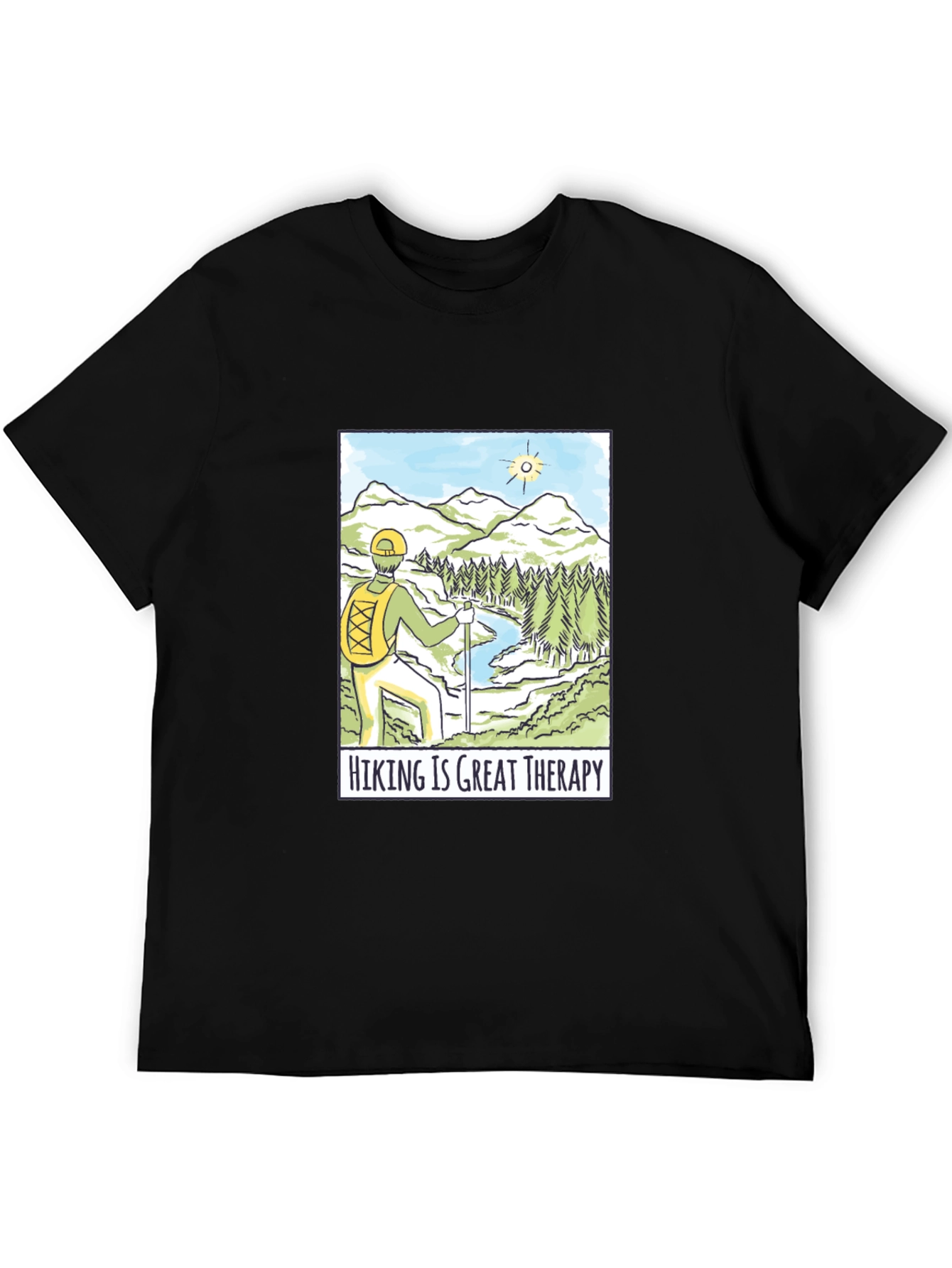 Hiking is Great Therapy Black T-Shirt