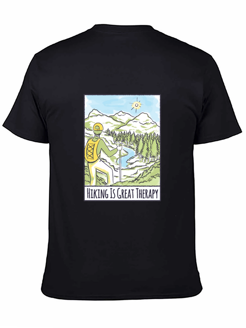 Hiking is Great Therapy Black T-Shirt
