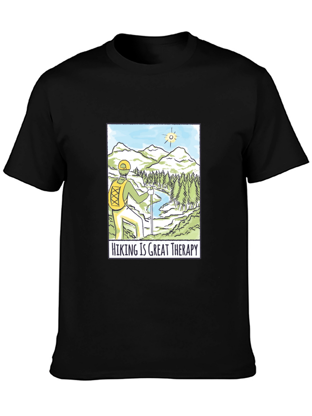 Hiking is Great Therapy Black T-Shirt