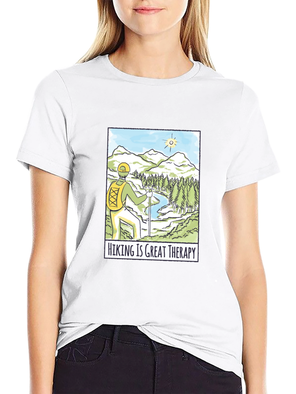 Hiking is Great Therapy Black T-Shirt