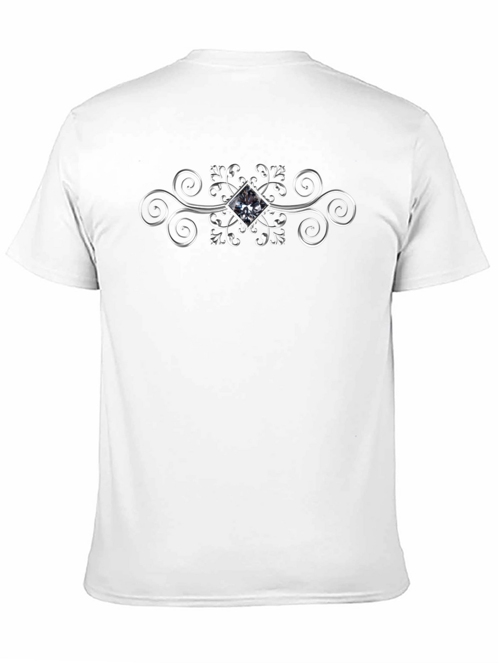 Elegant Silver Diamond Swirl Graphic Black T-Shirt