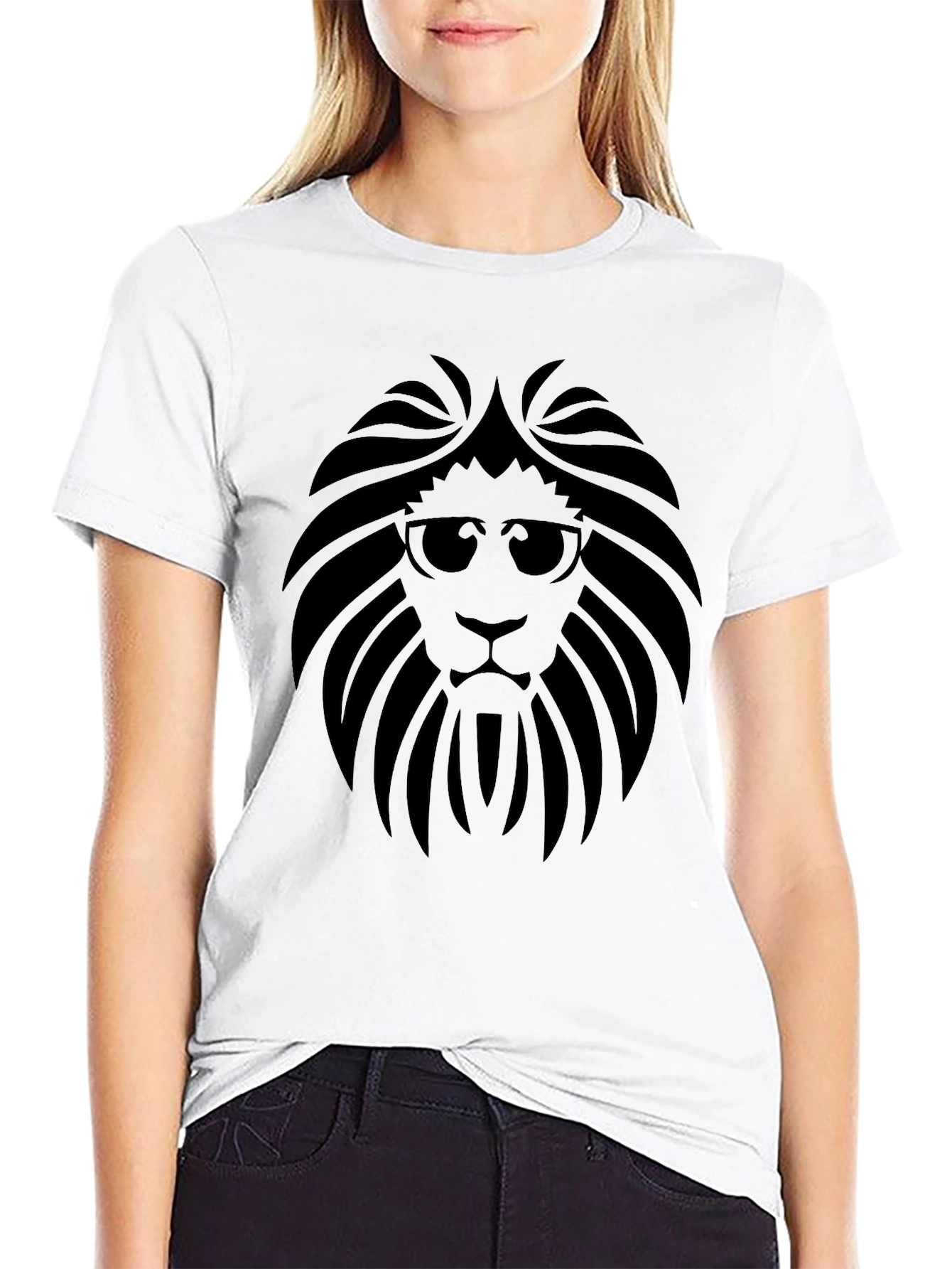 Lion Head Graphic Tee - Cool Cat in Shades