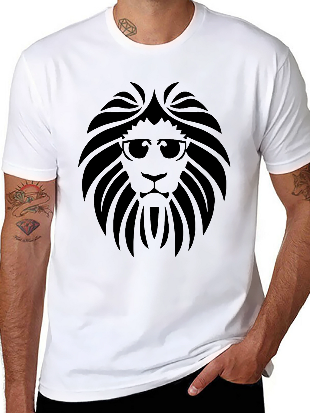 Lion Head Graphic Tee - Cool Cat in Shades