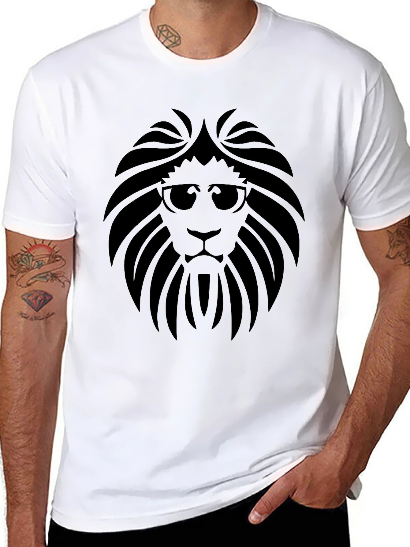 Lion Head Graphic Tee - Cool Cat in Shades