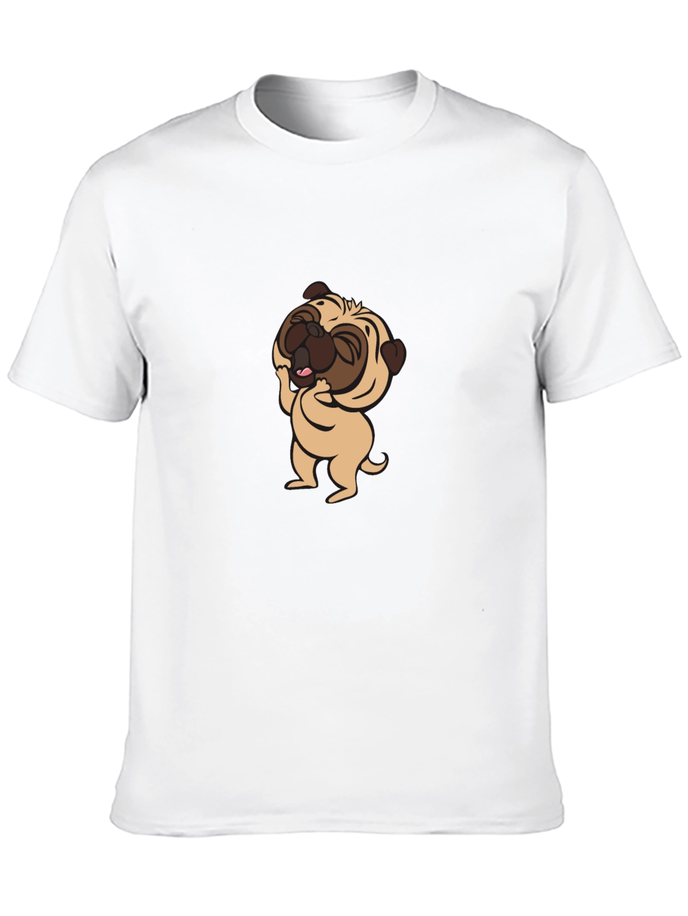 Cute Pug Graphic Tee - Black Cotton T-Shirt