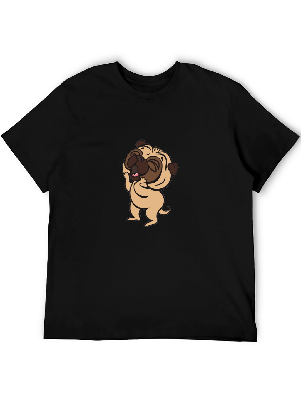 Cute Pug Graphic Tee - Black Cotton T-Shirt