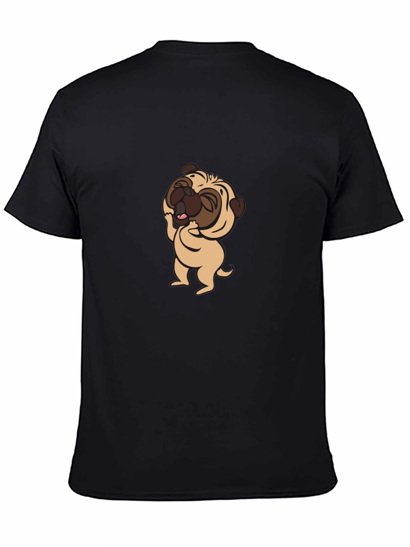 Cute Pug Graphic Tee - Black Cotton T-Shirt