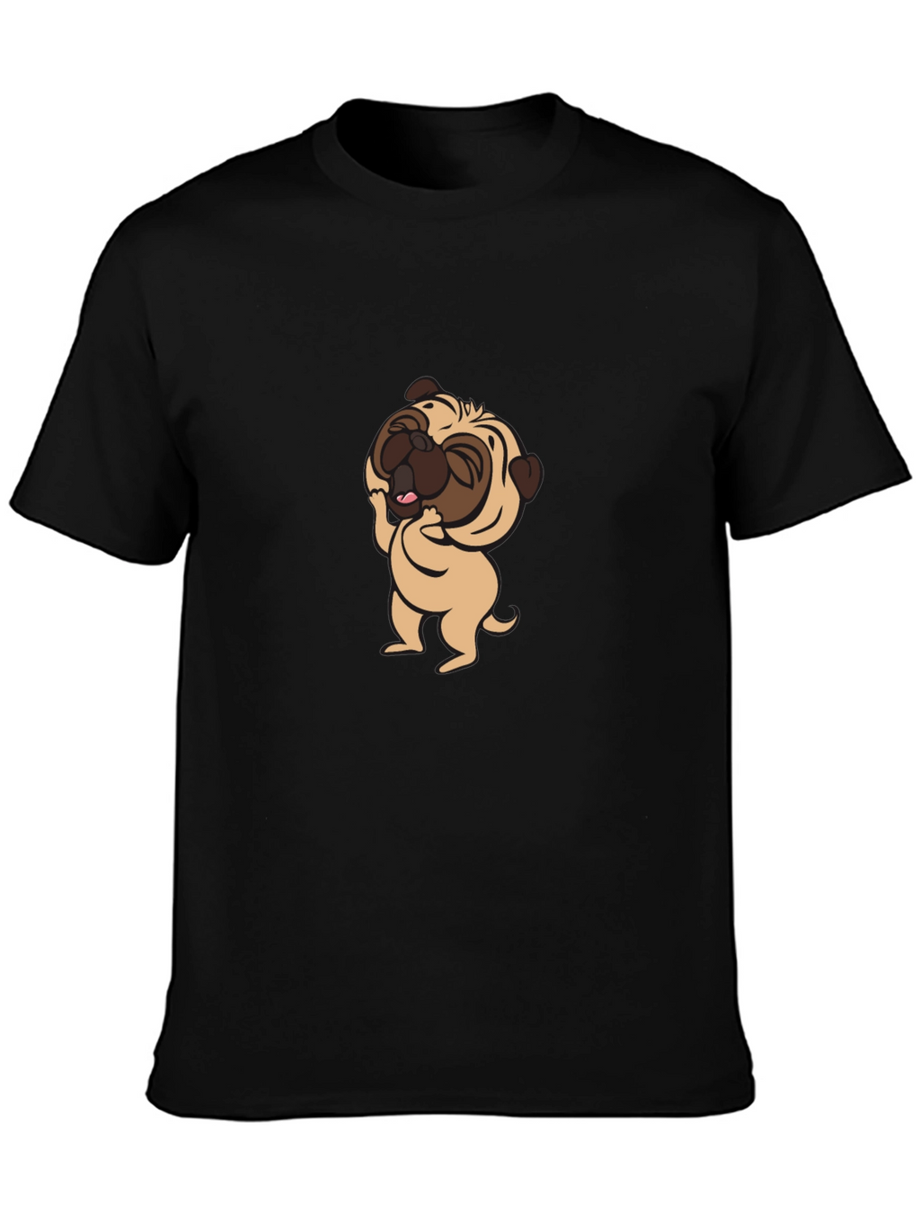 Cute Pug Graphic Tee - Black Cotton T-Shirt