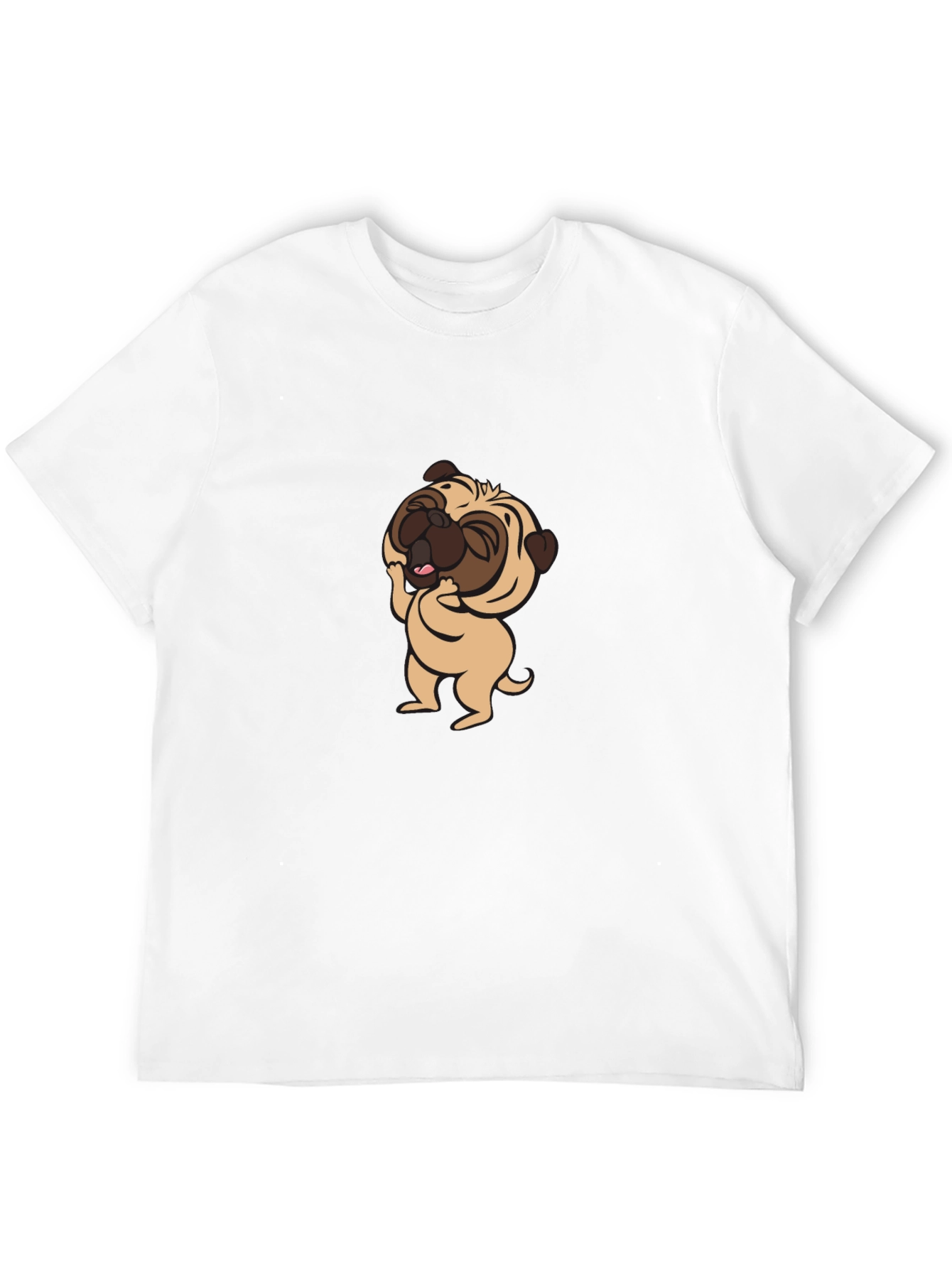 Cute Pug Graphic Tee - Black Cotton T-Shirt