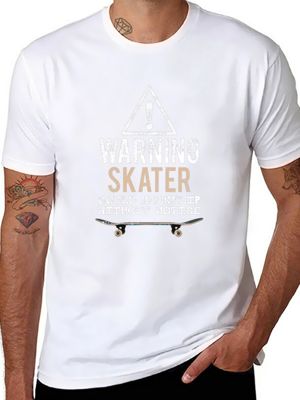 Warning Skater Kickflip Graphic Tee