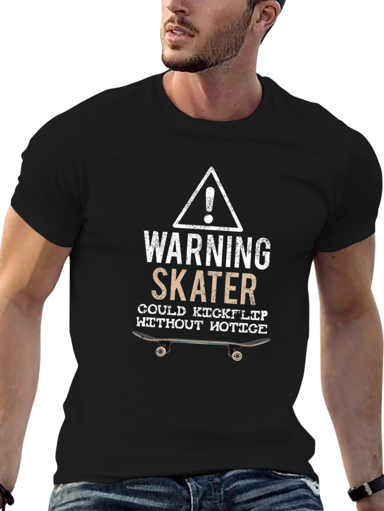 Warning Skater Kickflip Graphic Tee