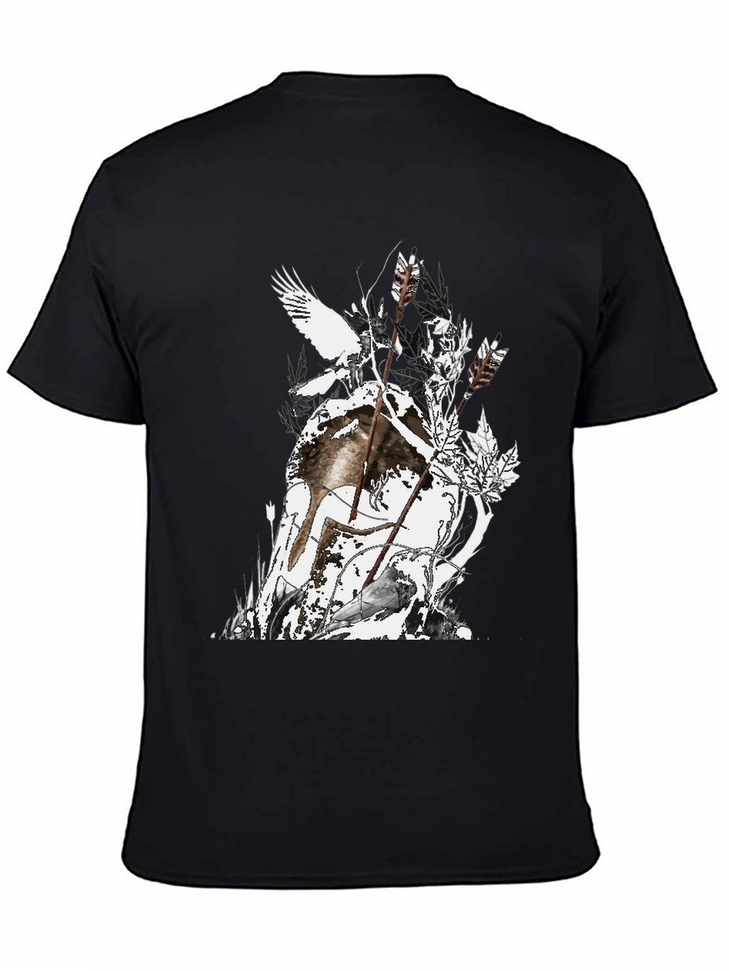 Mens Black Graphic Tee - Nature Inspired Design