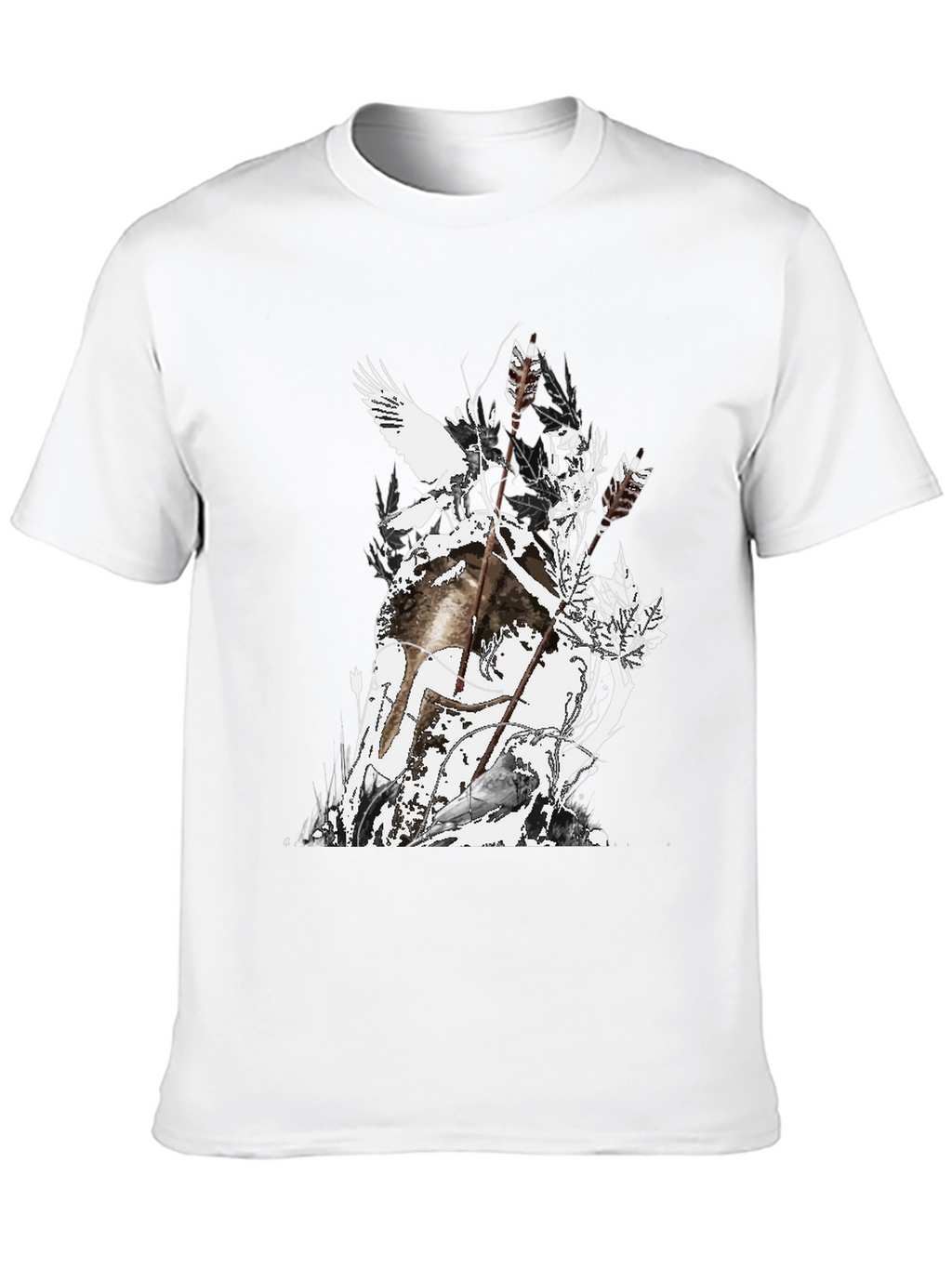 Mens Black Graphic Tee - Nature Inspired Design