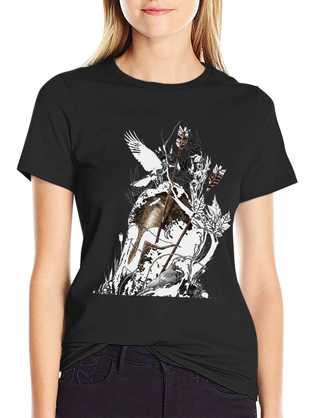 Mens Black Graphic Tee - Nature Inspired Design