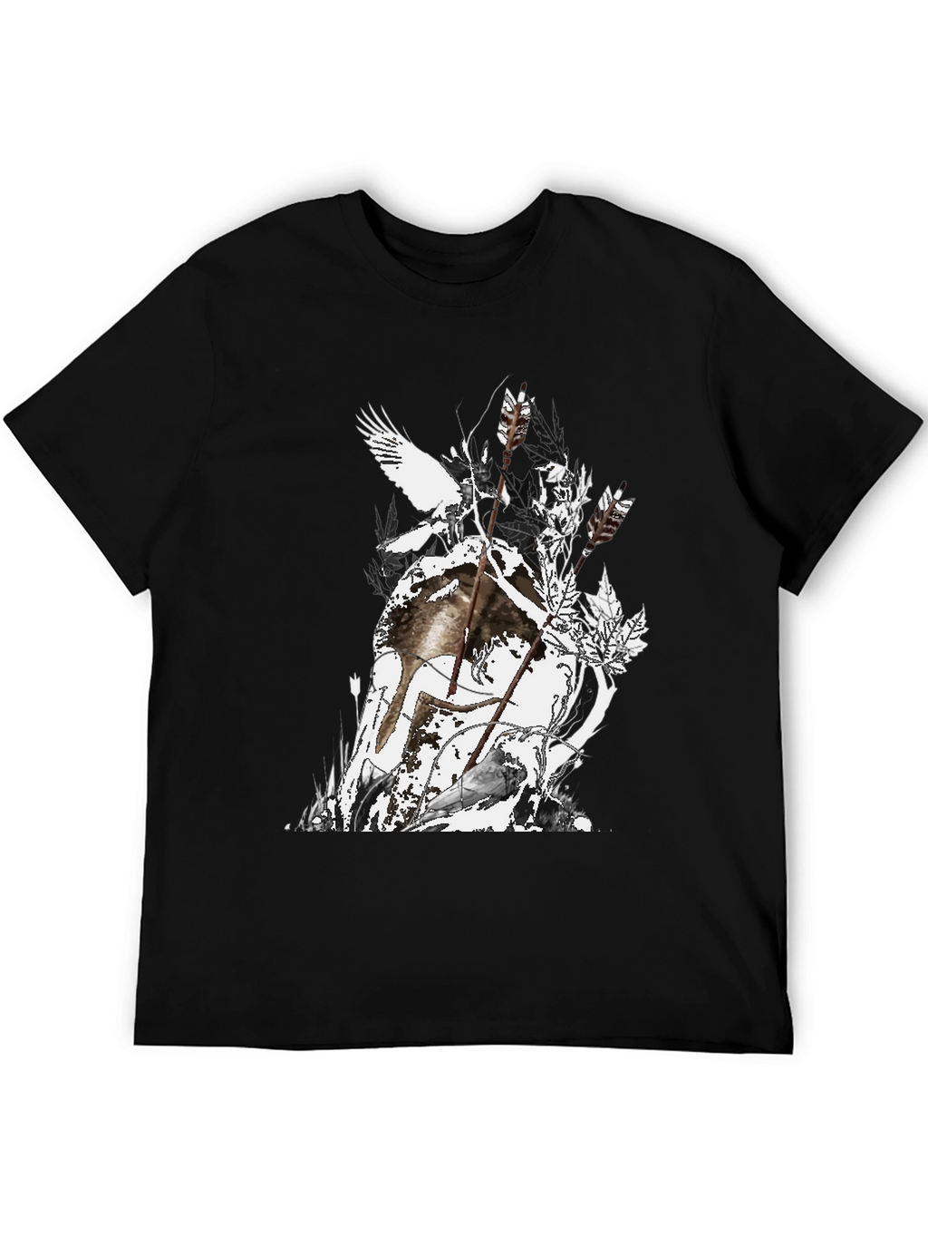 Mens Black Graphic Tee - Nature Inspired Design