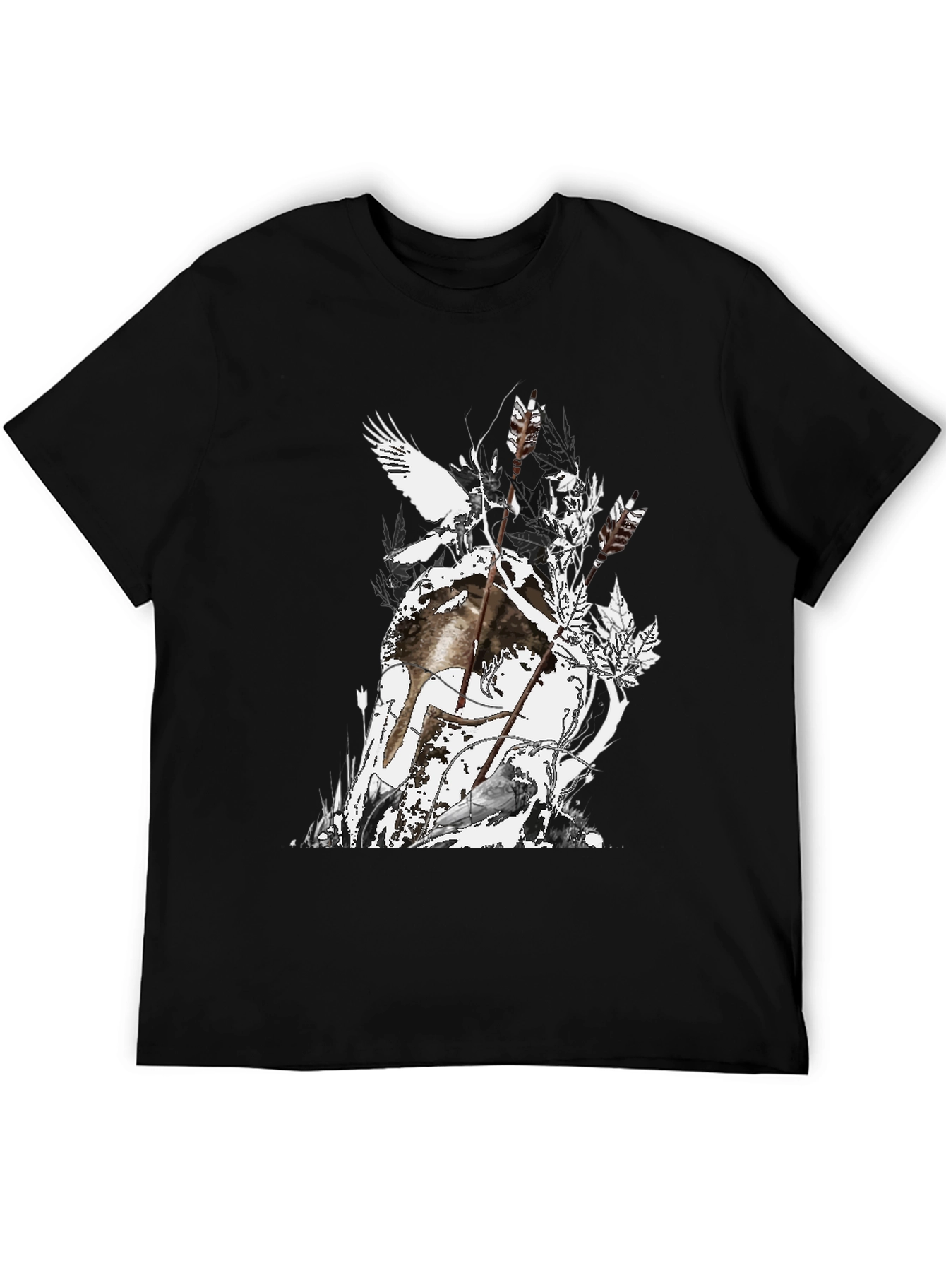 Mens Black Graphic Tee - Nature Inspired Design