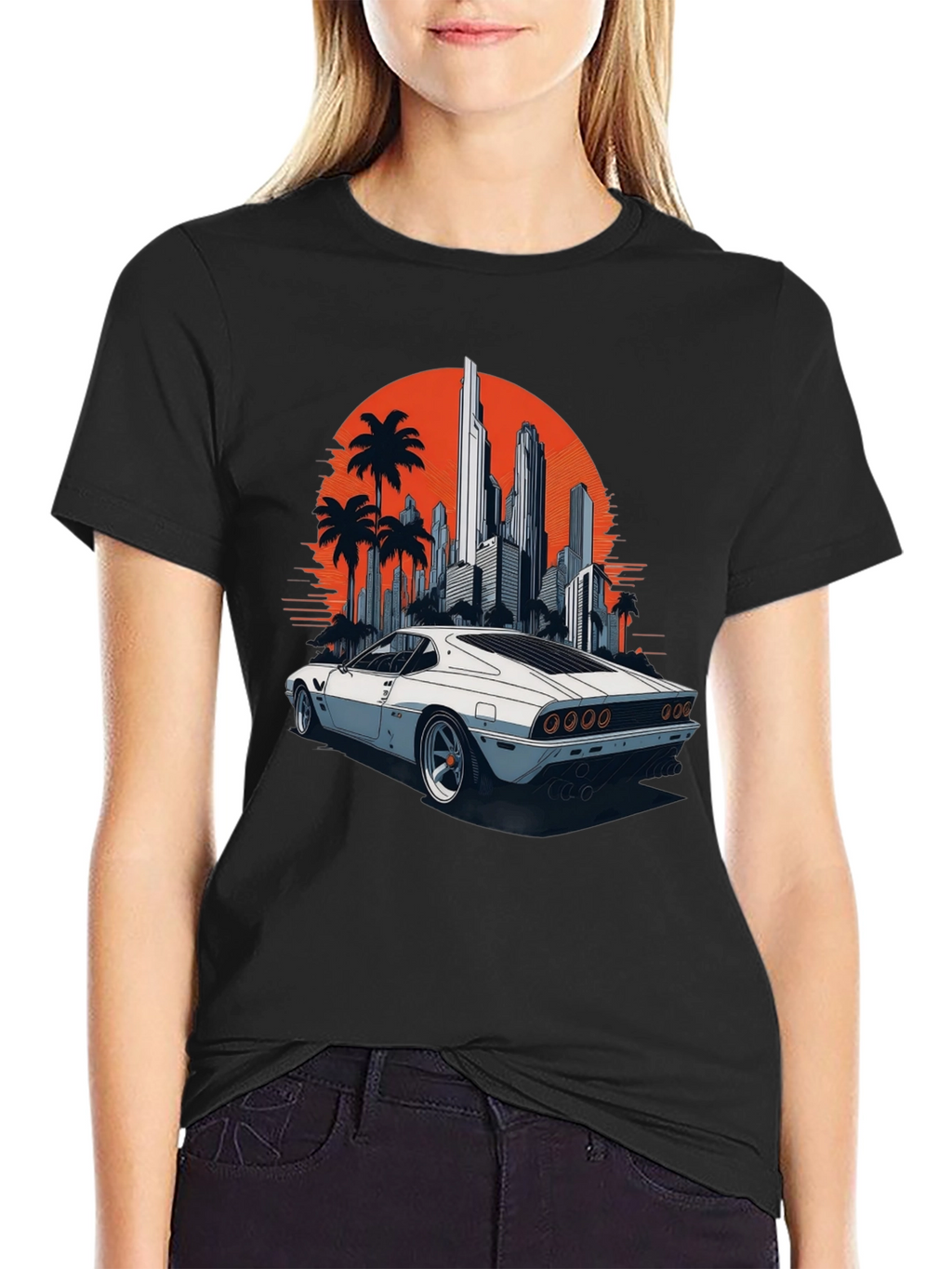 Retro Car Cityscape T-Shirt - Cool Graphic Tee