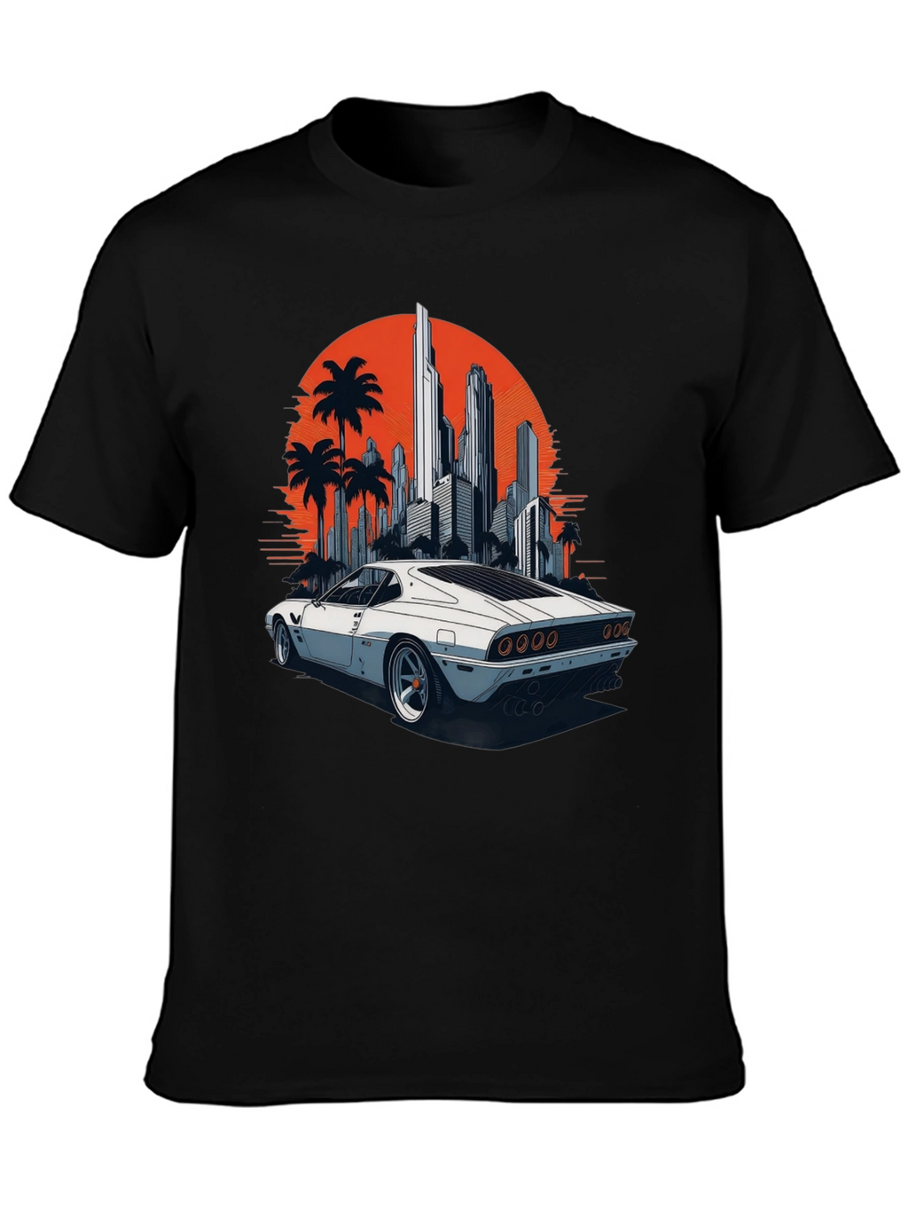 Retro Car Cityscape T-Shirt - Cool Graphic Tee