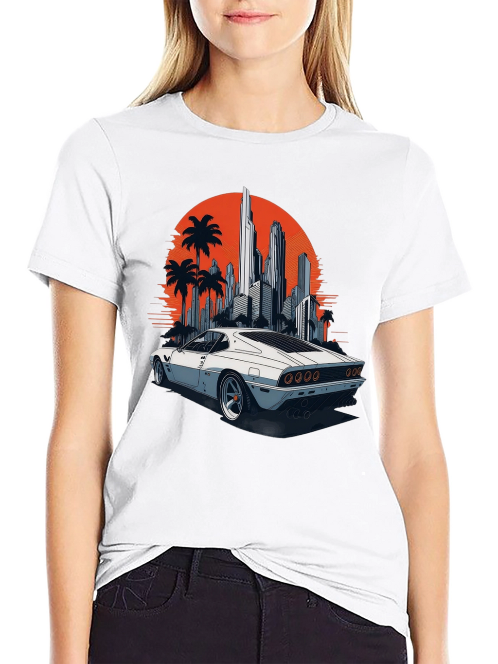 Retro Car Cityscape T-Shirt - Cool Graphic Tee