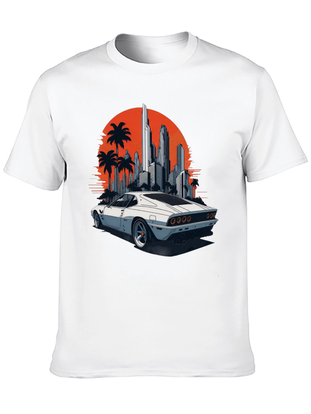 Retro Car Cityscape T-Shirt - Cool Graphic Tee