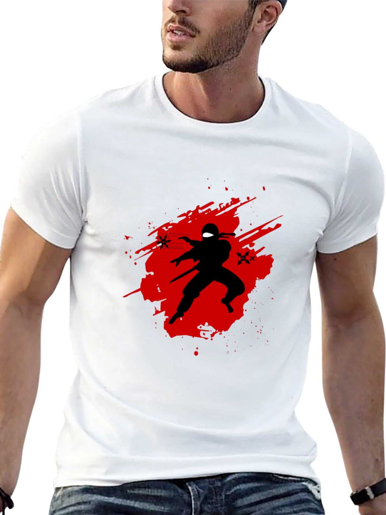 Ninja Graphic T-Shirt - Black Crew Neck Tee
