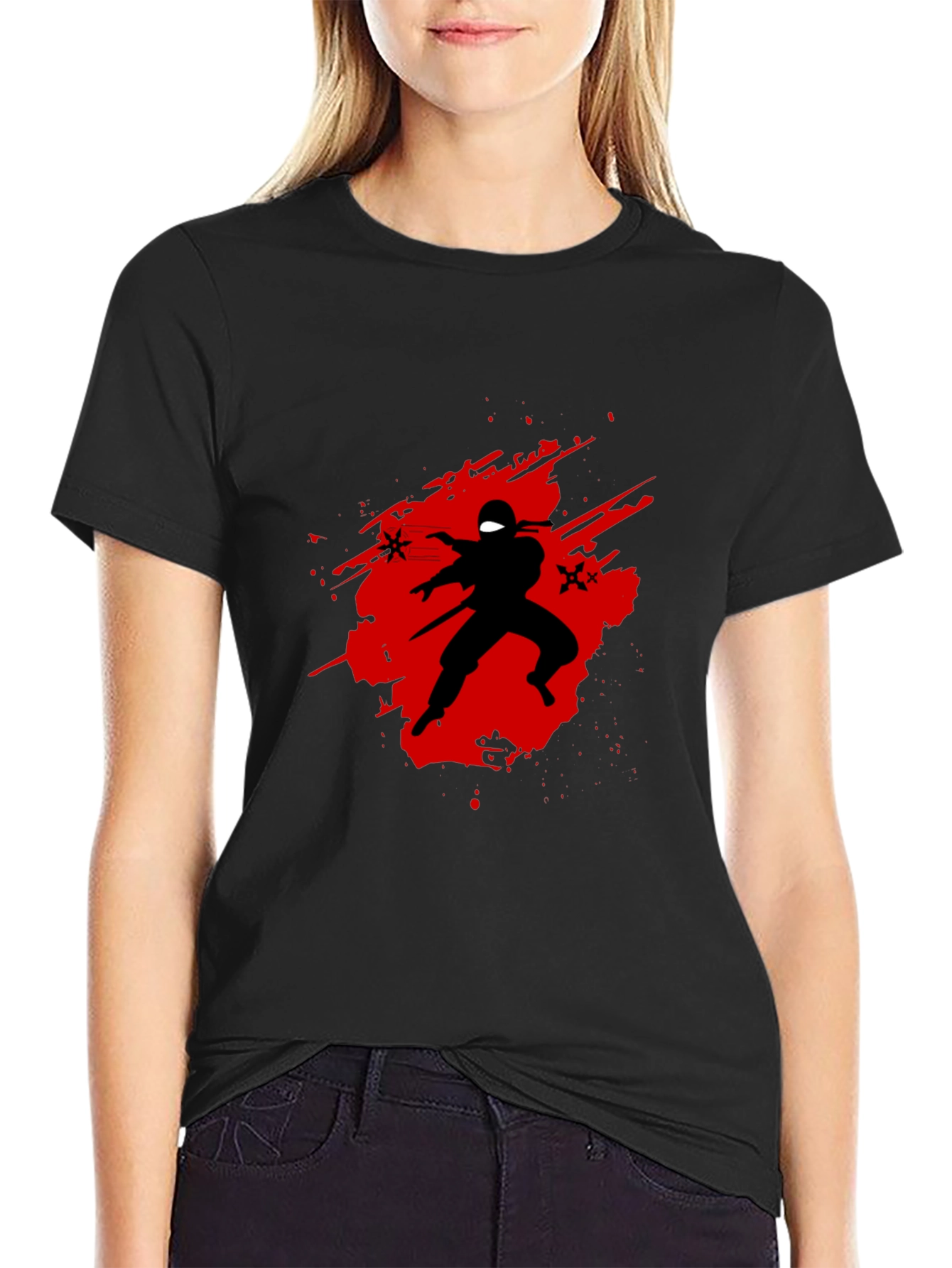 Ninja Graphic T-Shirt - Black Crew Neck Tee