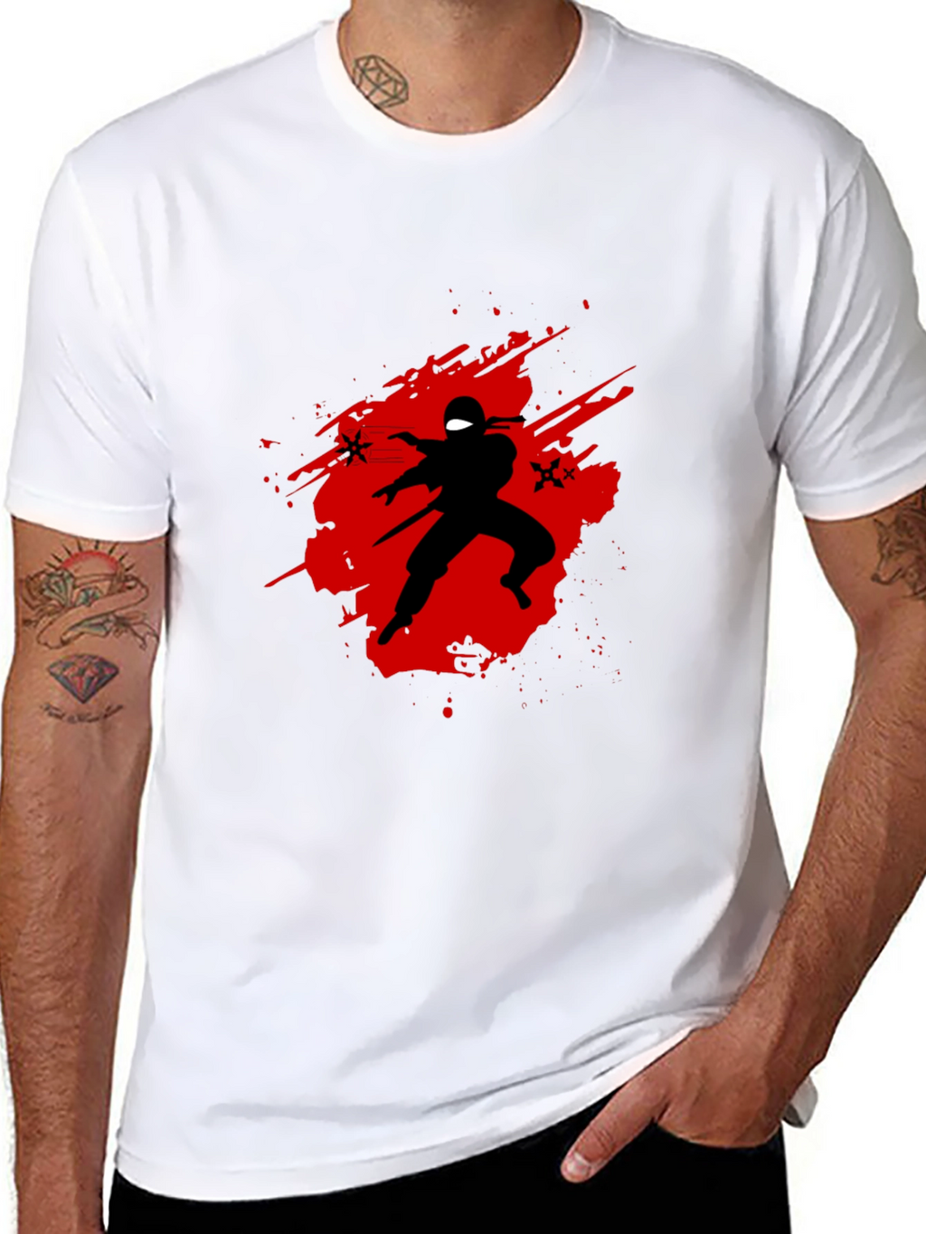 Ninja Graphic T-Shirt - Black Crew Neck Tee