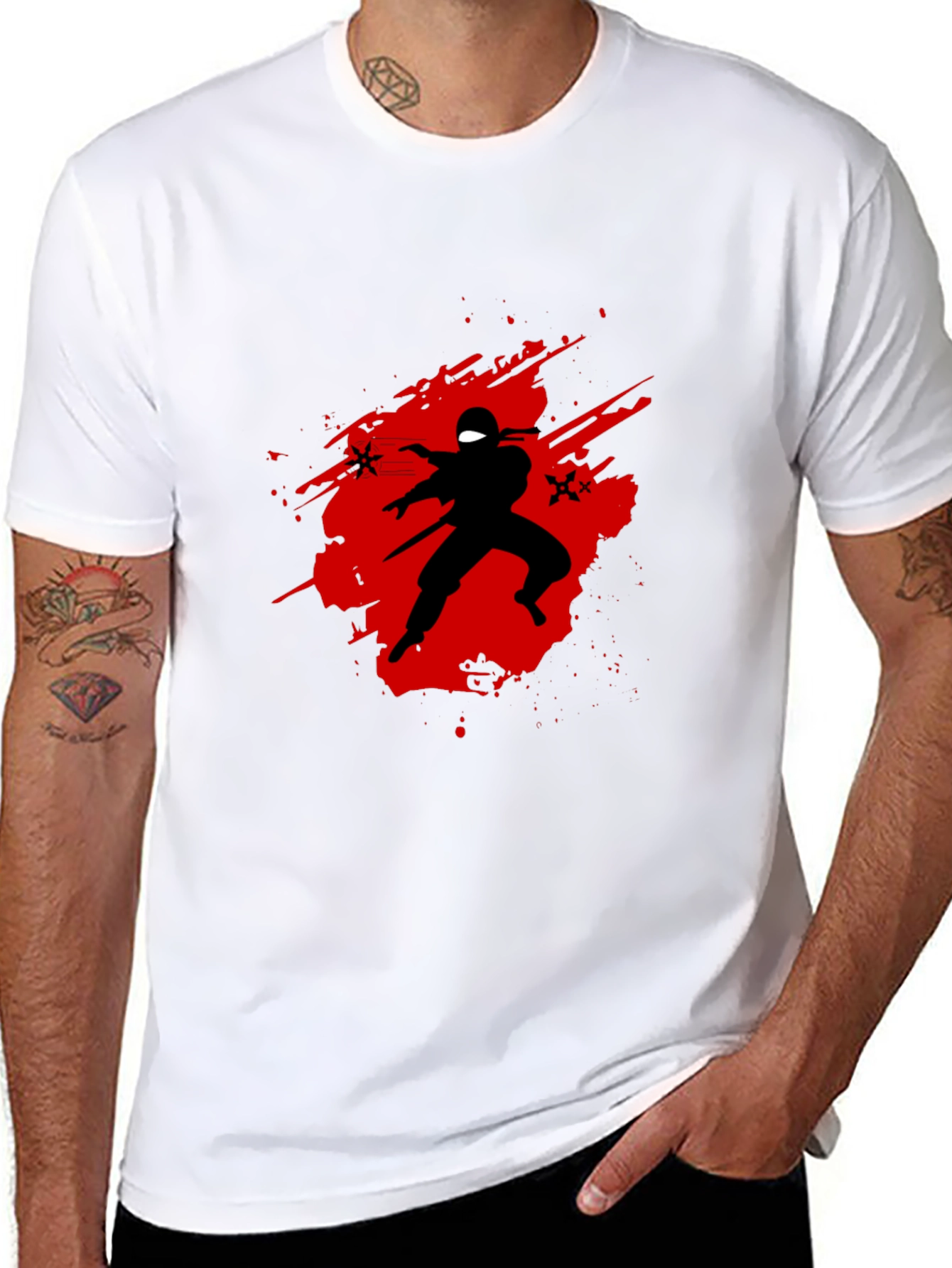 Ninja Graphic T-Shirt - Black Crew Neck Tee