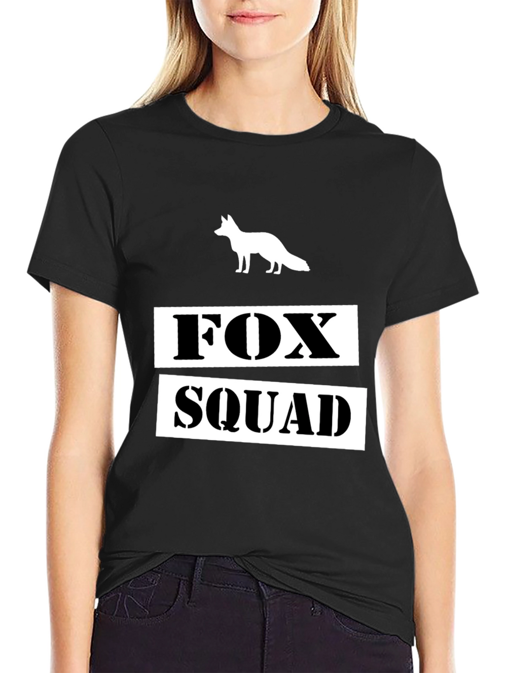 Fox Squad Graphic T-Shirt - Black Crew Neck Tee