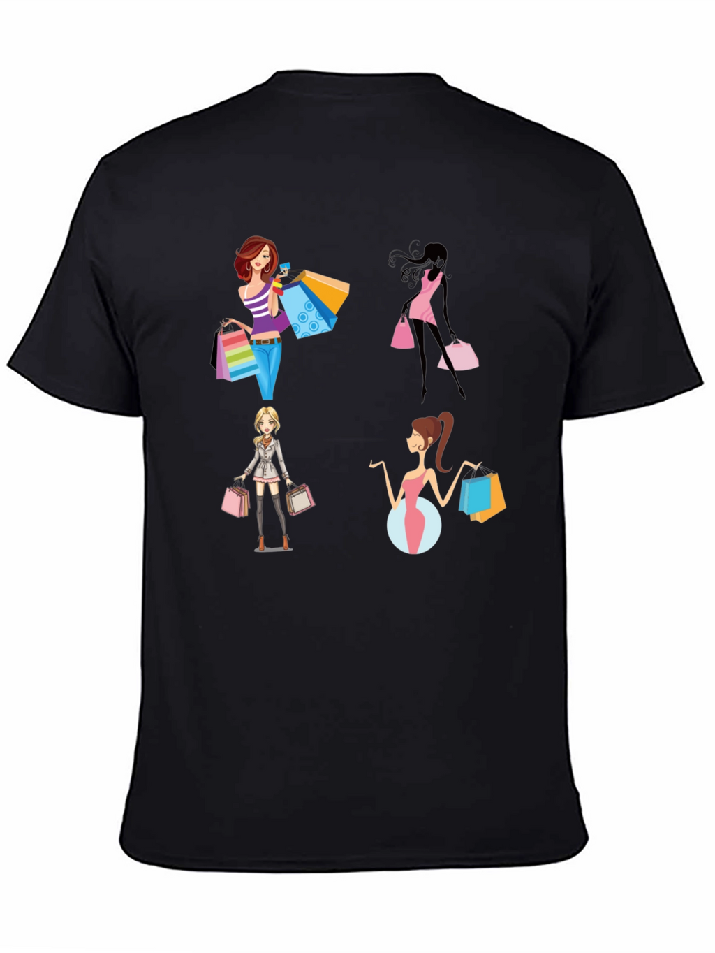 Stylish Shopping Women Graphic Tee - Black