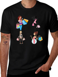 Stylish Shopping Women Graphic Tee - Black