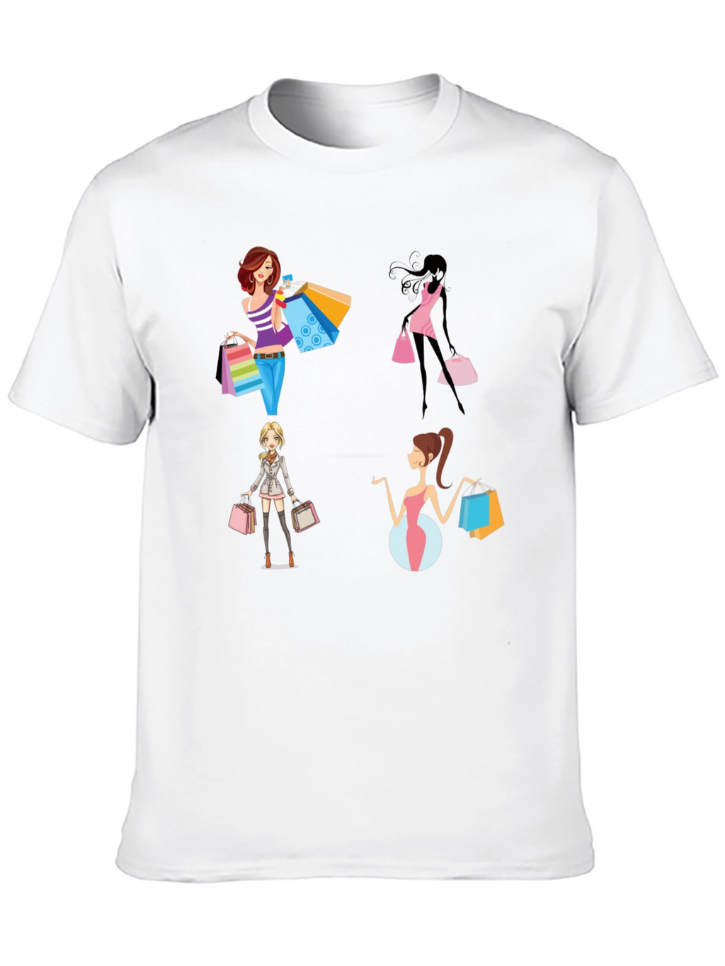 Stylish Shopping Women Graphic Tee - Black