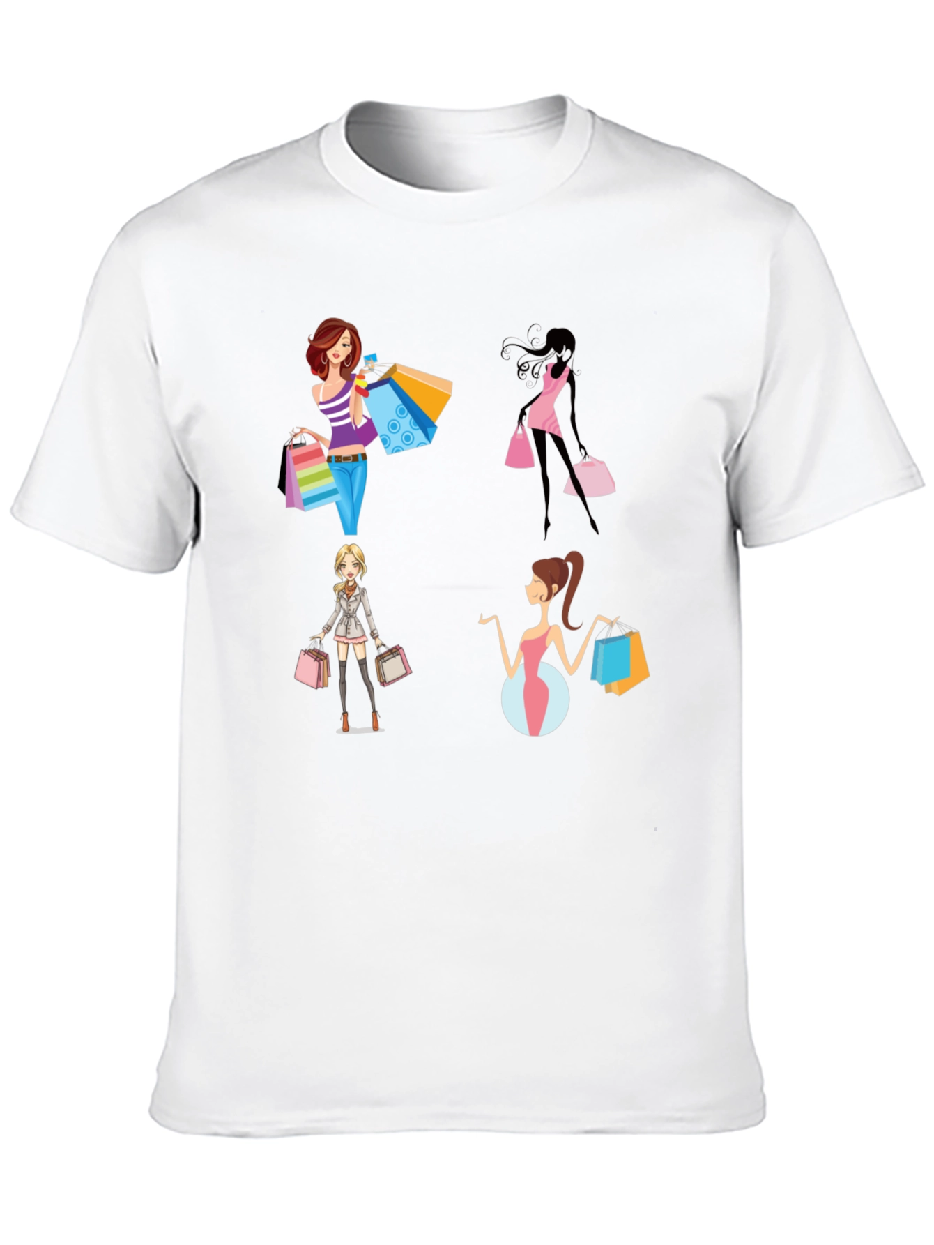 Stylish Shopping Women Graphic Tee - Black