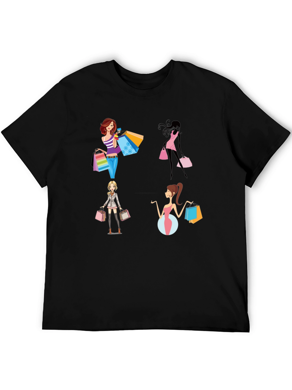 Stylish Shopping Women Graphic Tee - Black