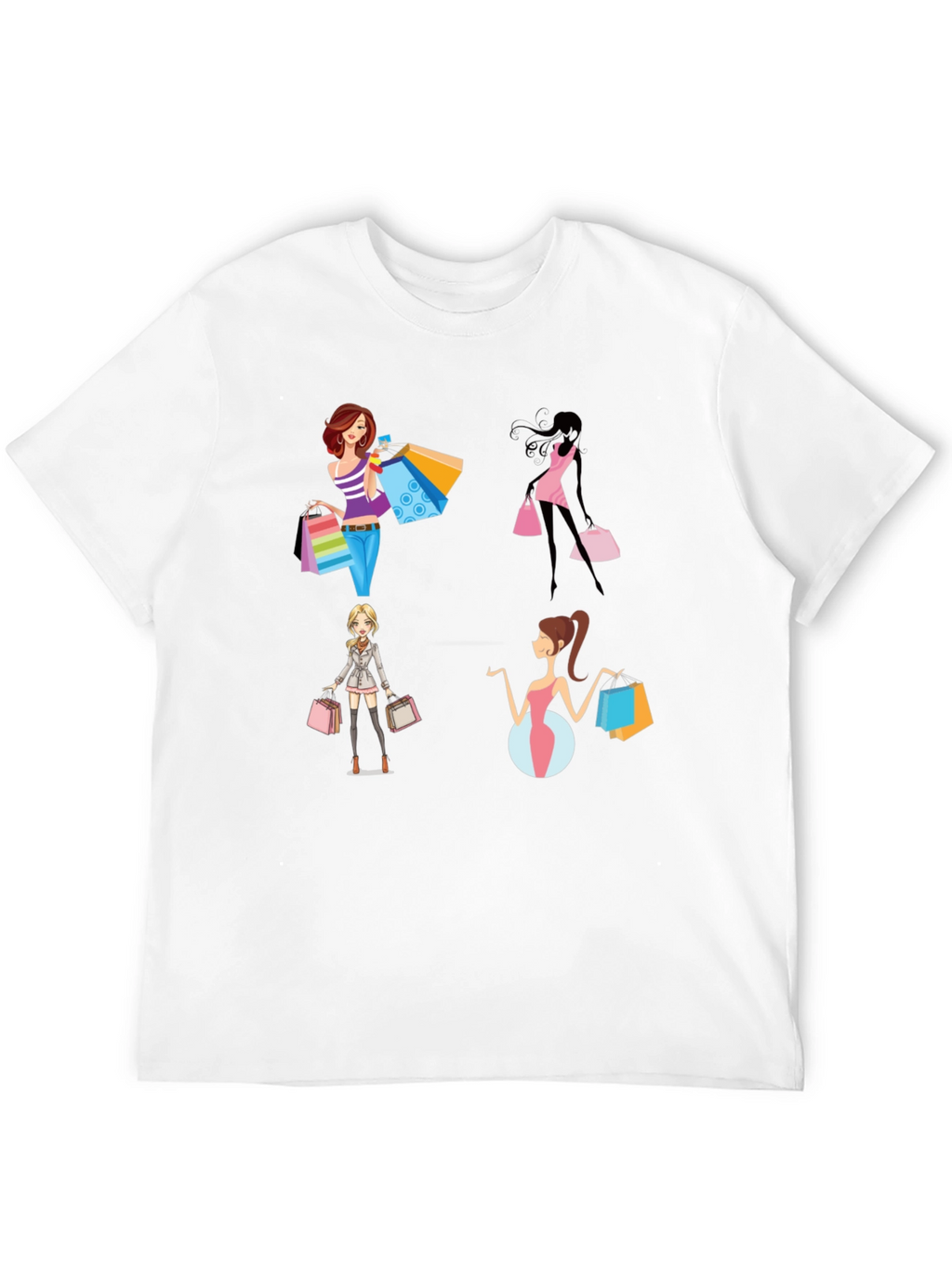 Stylish Shopping Women Graphic Tee - Black