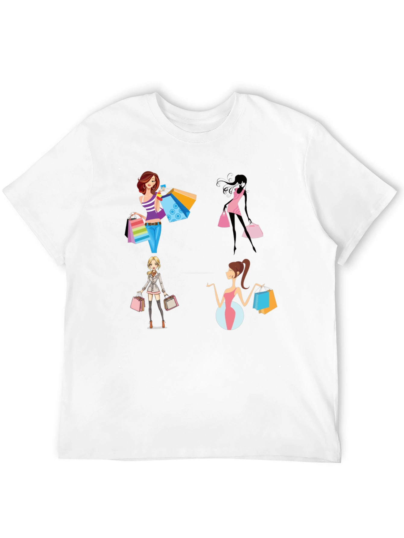Stylish Shopping Women Graphic Tee - Black