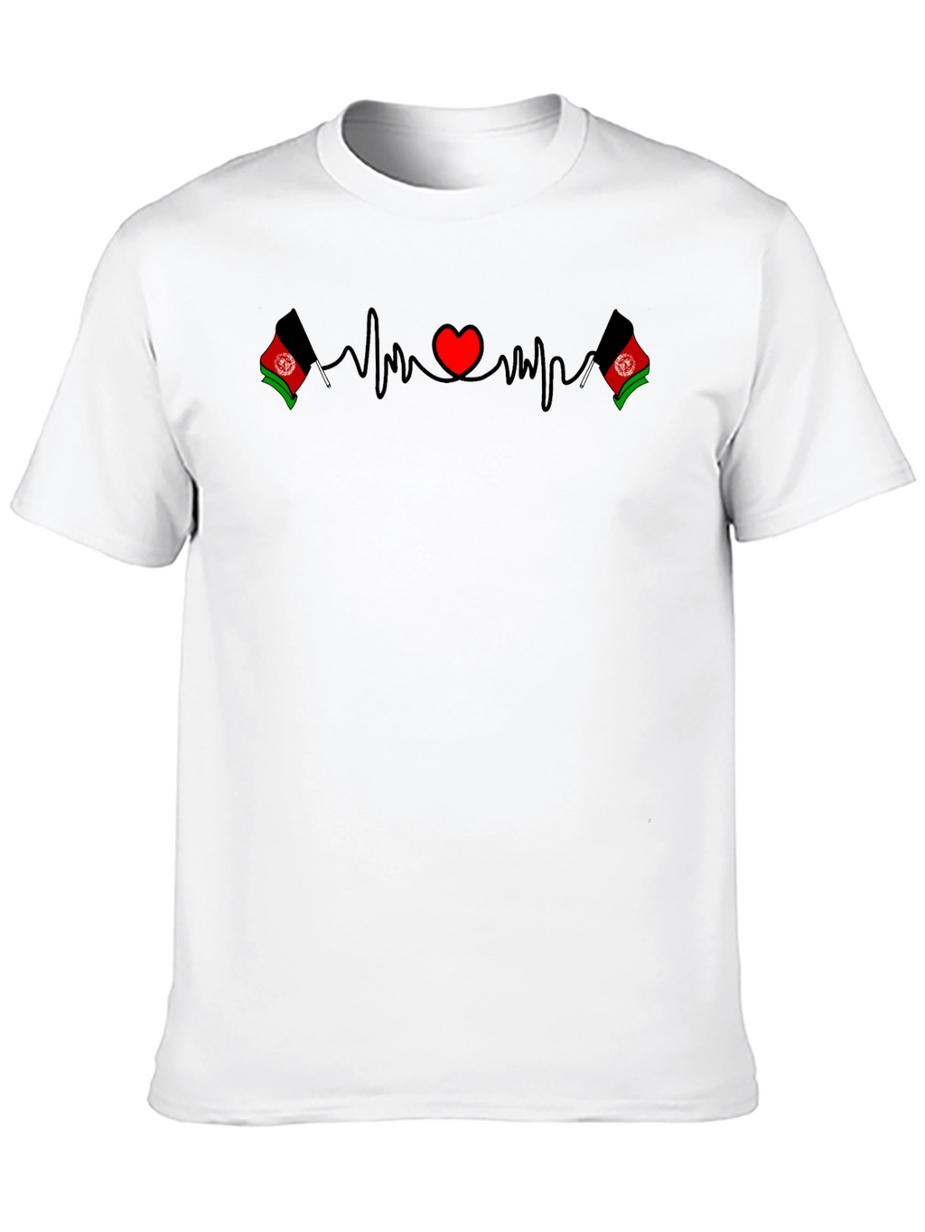 Afghanistan Heartbeat Flag T-Shirt - Black