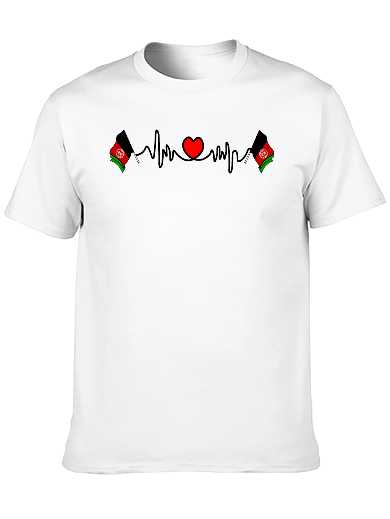 Afghanistan Heartbeat Flag T-Shirt - Black