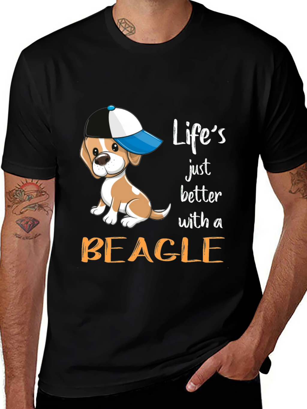 Lifes Better With A Beagle Black T-Shirt