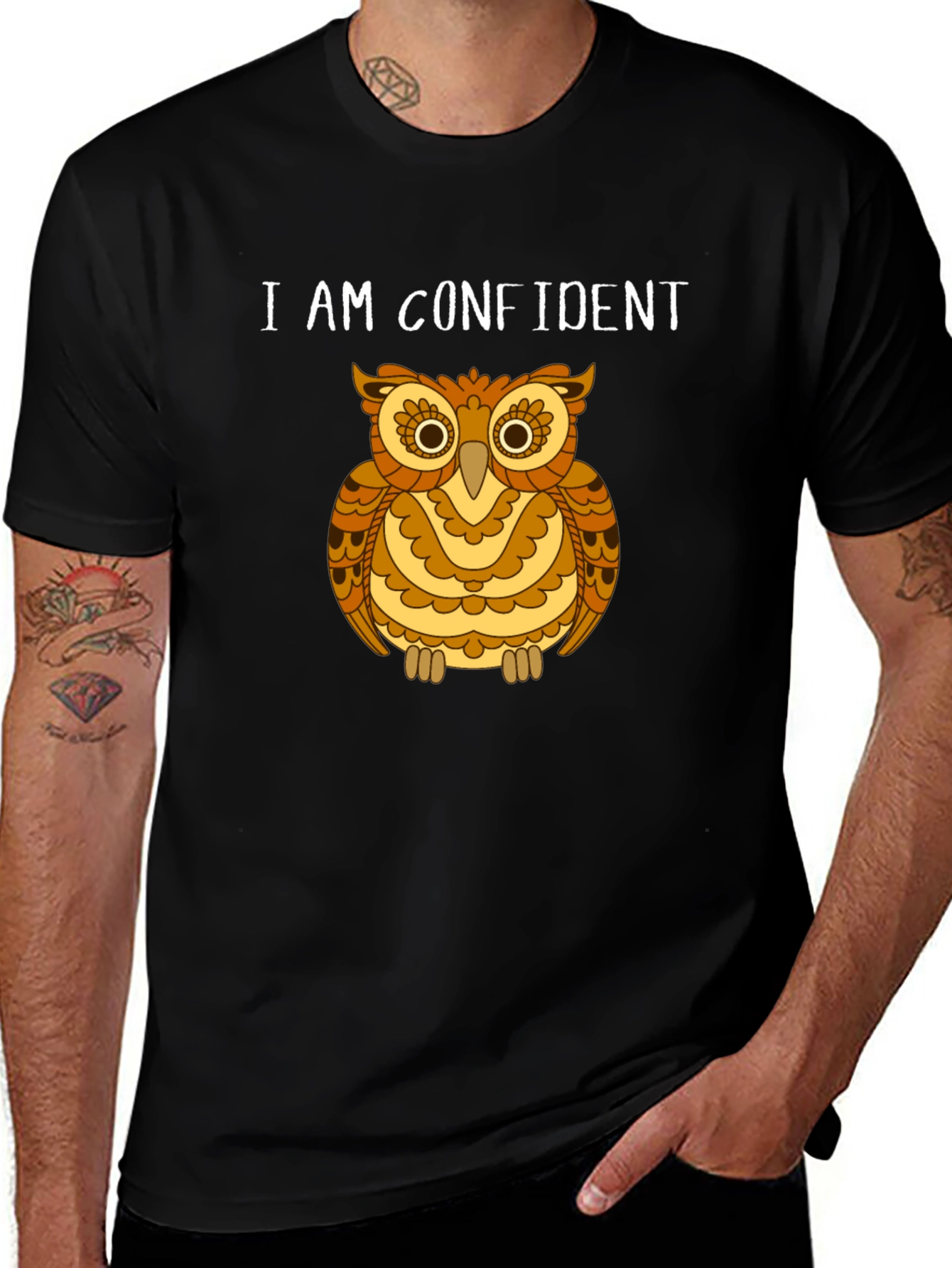 I AM CONFIDENT Owl Graphic Tee - Stylish Comfort